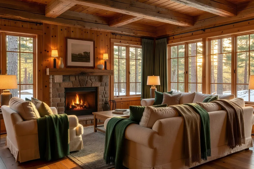 Interieur chaleureux d’un chalet quebecois amenage