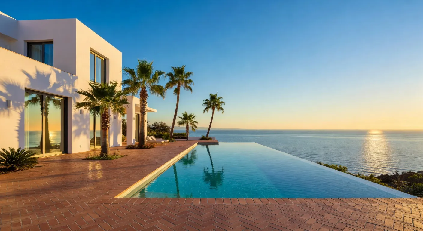 Villa méditerranéenne moderne avec piscine et terrasse vue mer