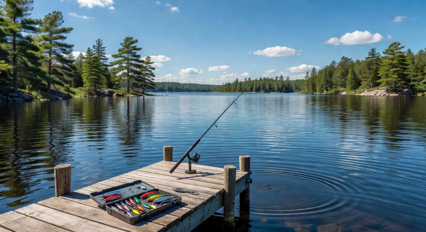 Coucher de soleil sur un lac tranquille en Mauricie